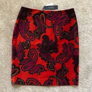 Talbots Burnt Red Velvet Paisley Pencil Skirt - 6 Petite